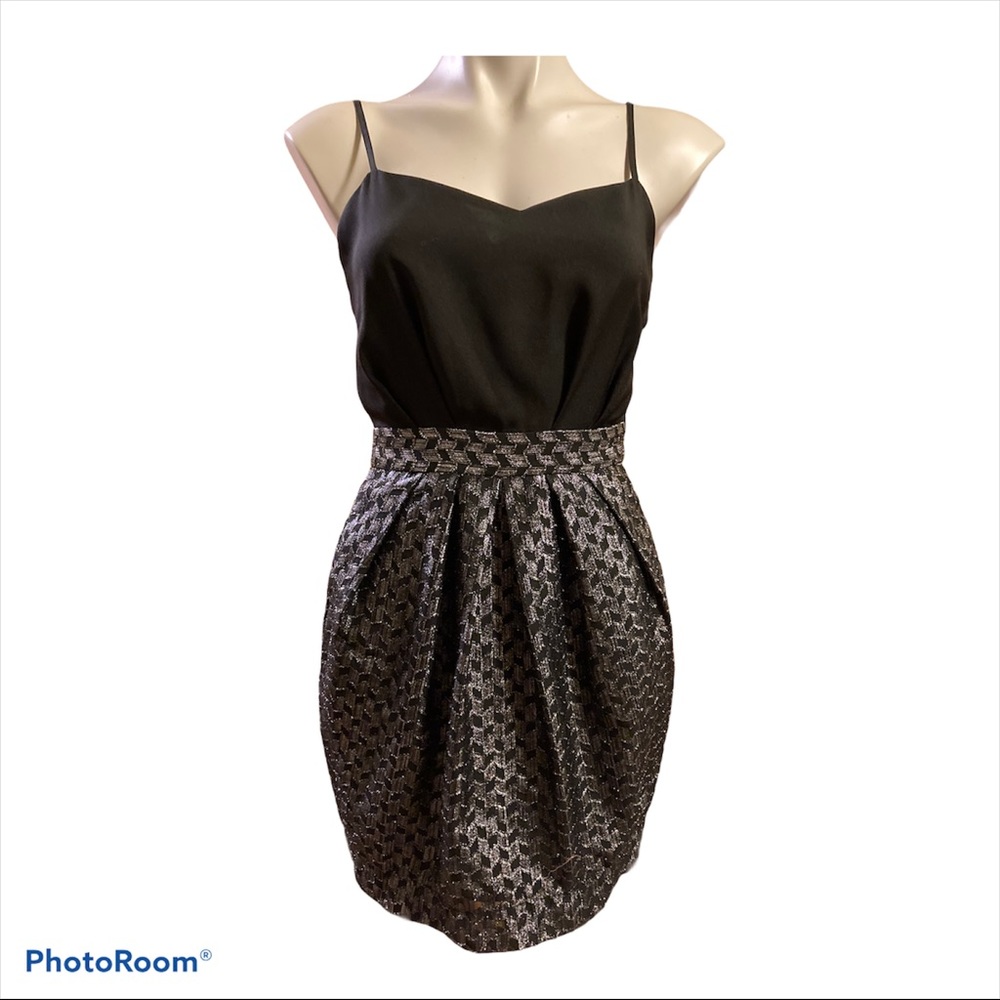 - Bcbgeneration Black Silver Metallic Crisscross … - image 1